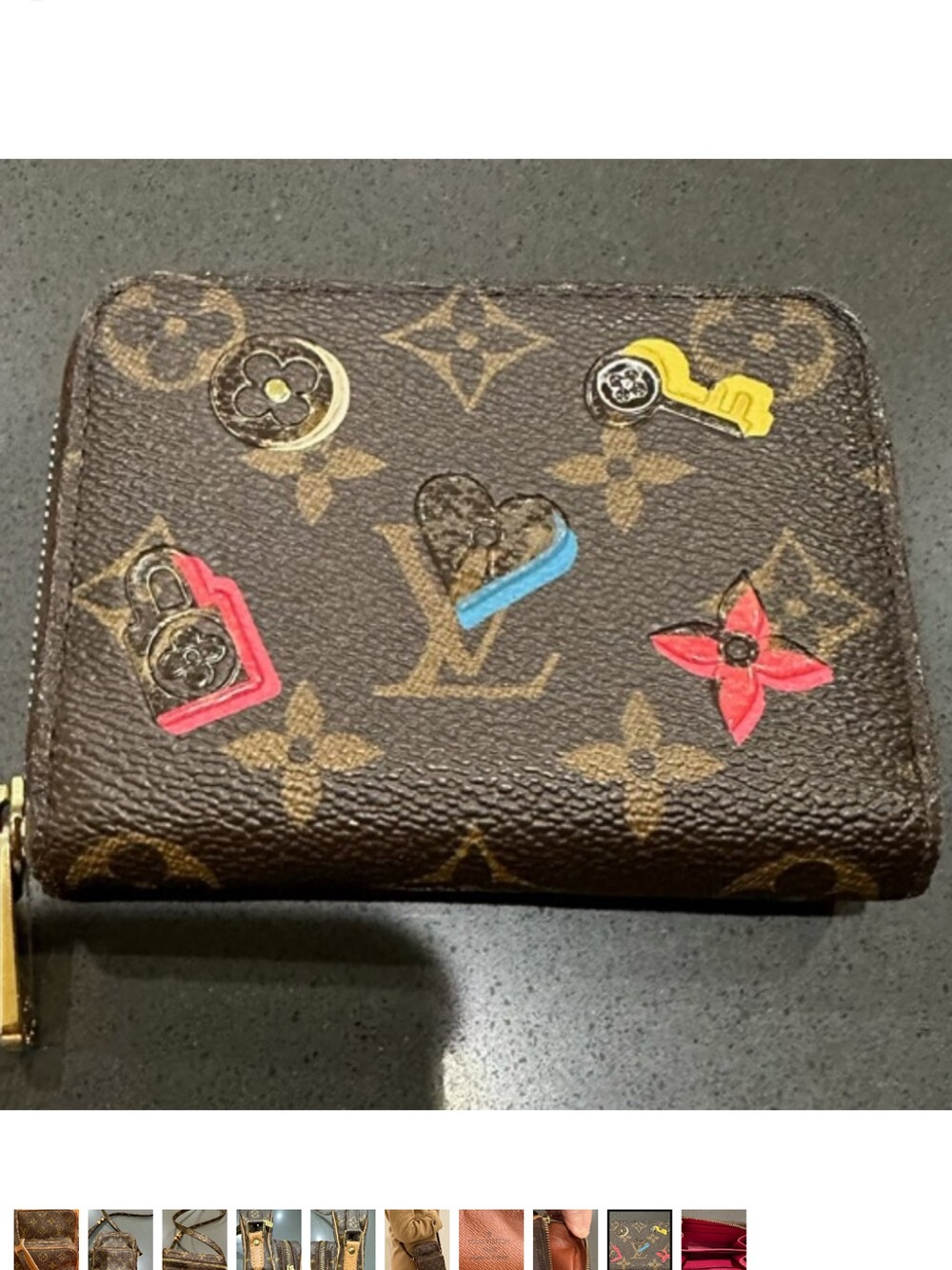 Louis Vuitton Brown Monogram Zipped Card Case with Multicolor Accents